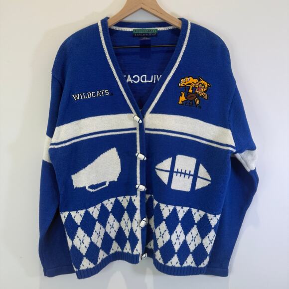 VTG Kentucky Wildcats Collegiate Sweater Cardigan Large College Football Vintage - Picture 1 of 12